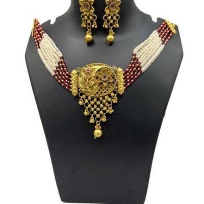 Designer Gold Plated Moti Necklace