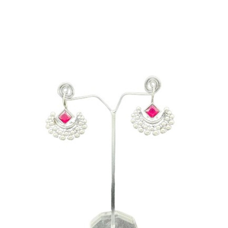 Designer German Silver Chandrakor Hook Earrings