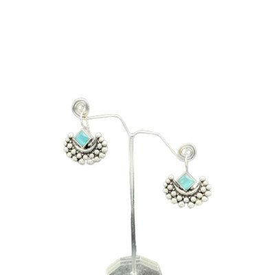 Designer German Silver Chandrakor Hook Earrings