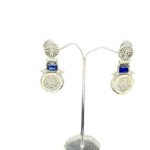 German Silver Antique Design Stone Studded Dangler Earrings